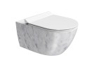 Унитаз подвесной безободковый GSI AltaCeramica AC201F35 550 мм х 360 мм, с Swirlflush, с креплением, цвет под белый мрамор Marbled white (артикул без крепежа AC20135)
