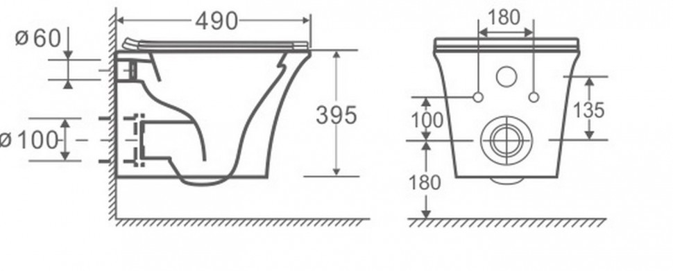 Унитаз подвесной CeramaLux 2622E