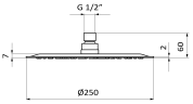 Верхний душ GRB HYDRO 00080492, 250 мм, вороненная сталь