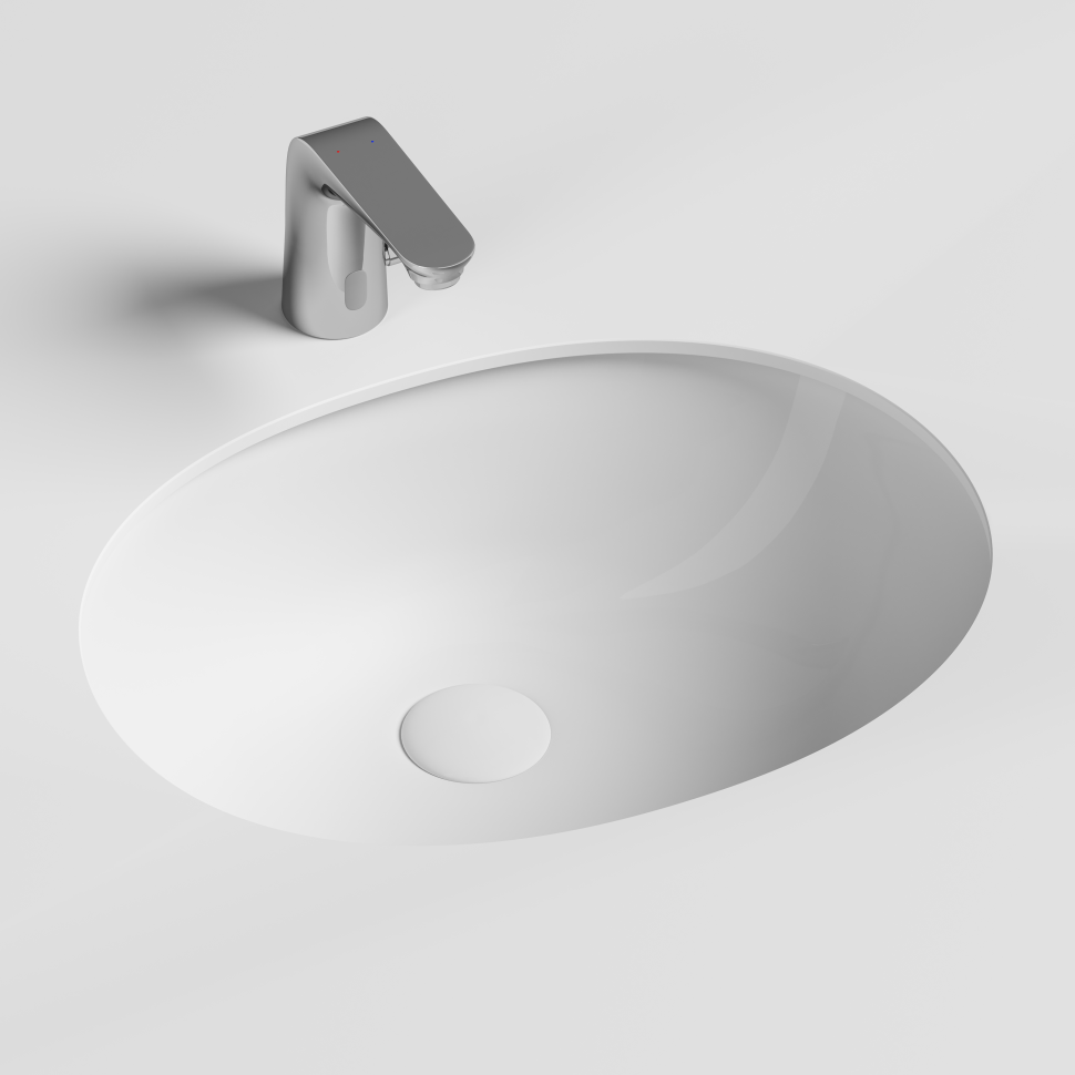 Умывальник овальный встраиваемый под столешницу Element 560x420x195мм, с крепежом и шаблоном для установки