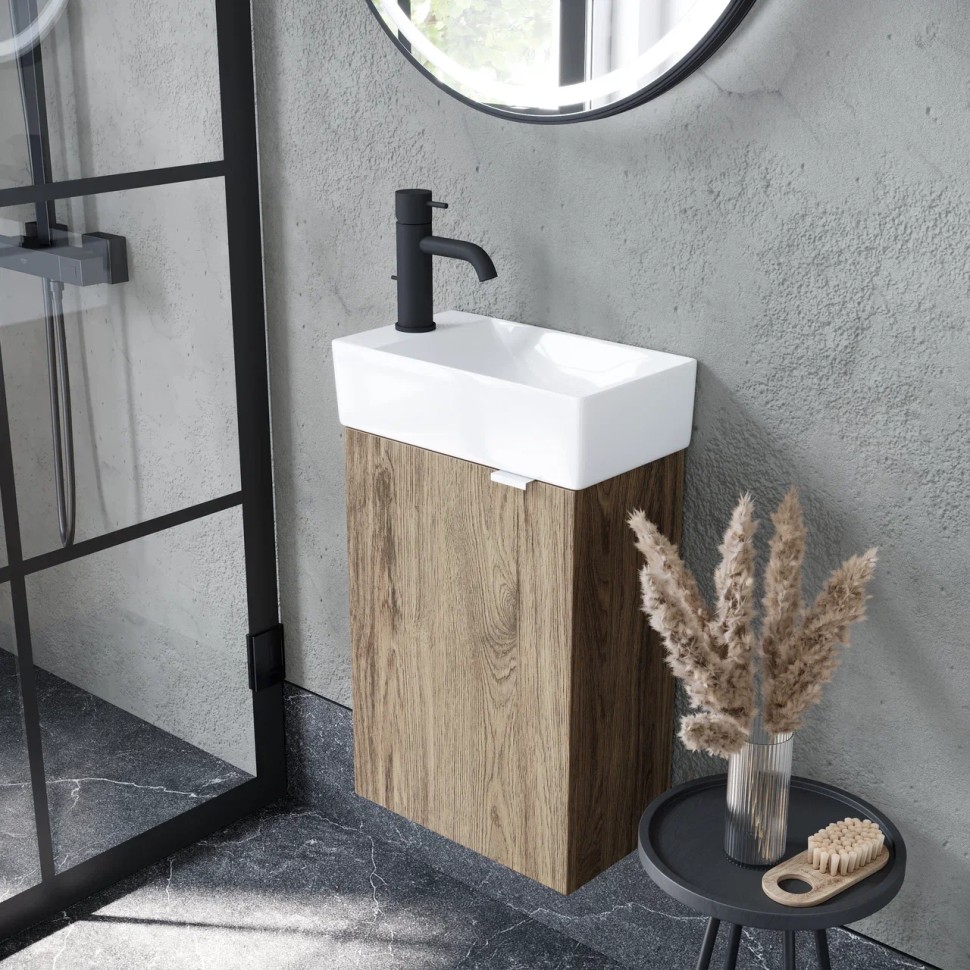 Тумба подвесная SANCOS Mini 355х205х500, с распашной дверцей, внутри 1 полка, дуб чарльстон , арт.MN35ECHL