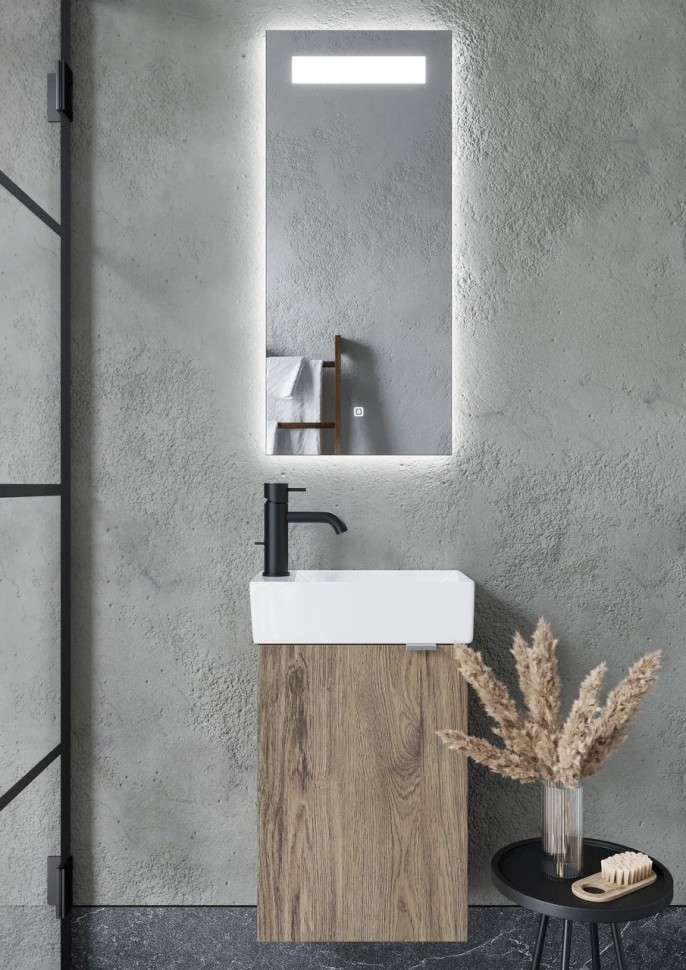 Тумба подвесная SANCOS Mini 355х205х500, с распашной дверцей, внутри 1 полка, дуб чарльстон , арт.MN35ECHL