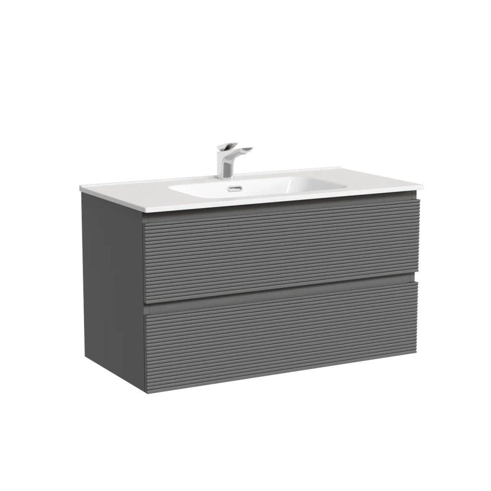 Тумба подвесная SANCOS Folk 890х445х500, c двумя ящиками оснащенными доводчиками, Grey soft, арт.FL90GS