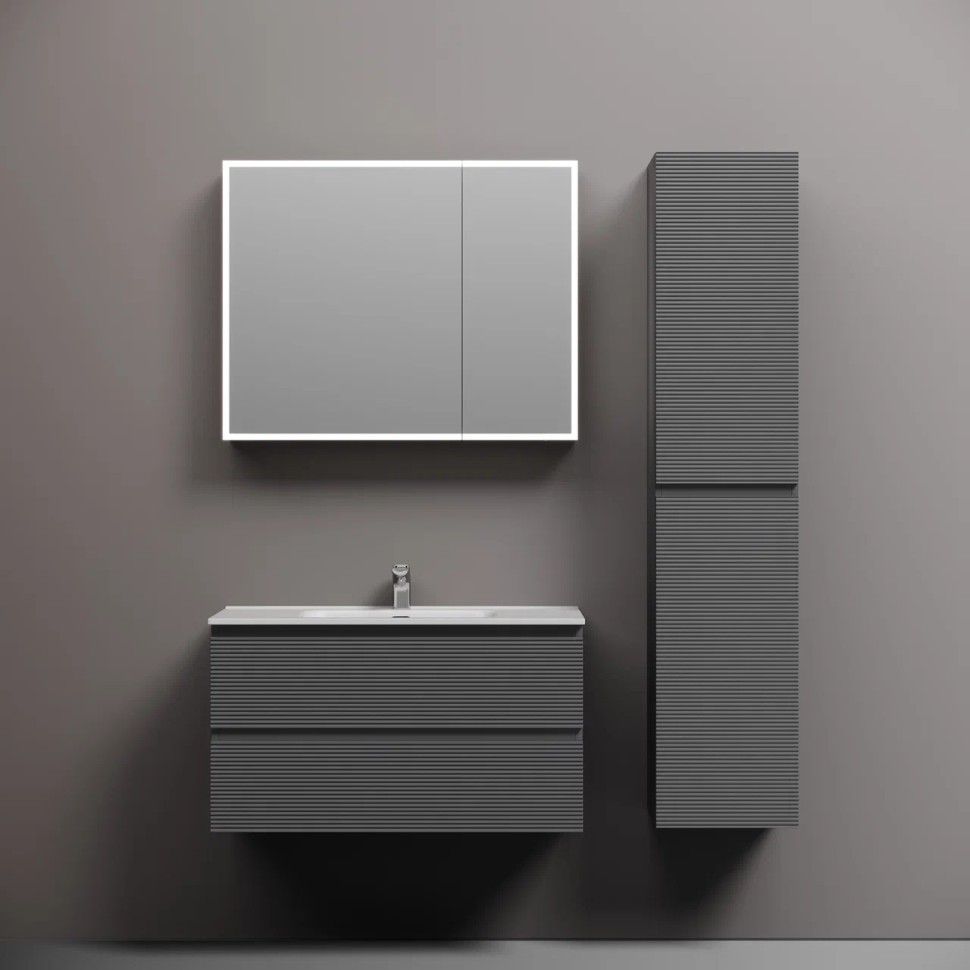 Тумба подвесная SANCOS Folk 890х445х500, c двумя ящиками оснащенными доводчиками, Grey soft, арт.FL90GS