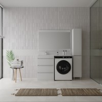 Тумба напольная STYLELINE "Даллас 120" (3 ящ.) Люкс белая, PLUS с раковиной ESTETUS Даллас 1200*480 левый