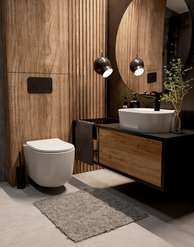 AQM2012 Унитаз подвесной сиденье SoftClose, технология смыва QUIET, скрыт крепеж. 495х360х370