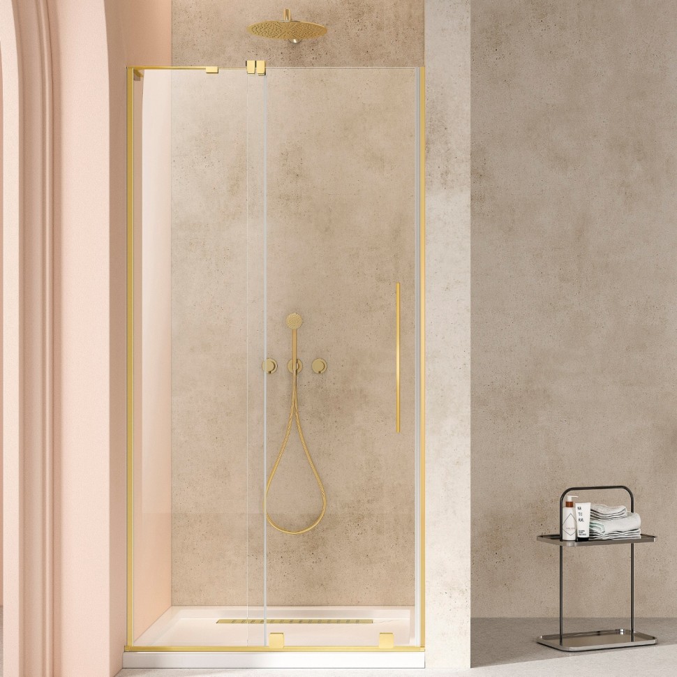 Душевая дверь Волк-Ин (Walk-In) VDS-4WSL120CLG-L, 1200, брашированное золото, стекло прозрачное, левая