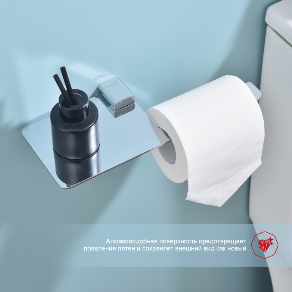 Бумагодержатель с полочкой для телефона Raglo хром