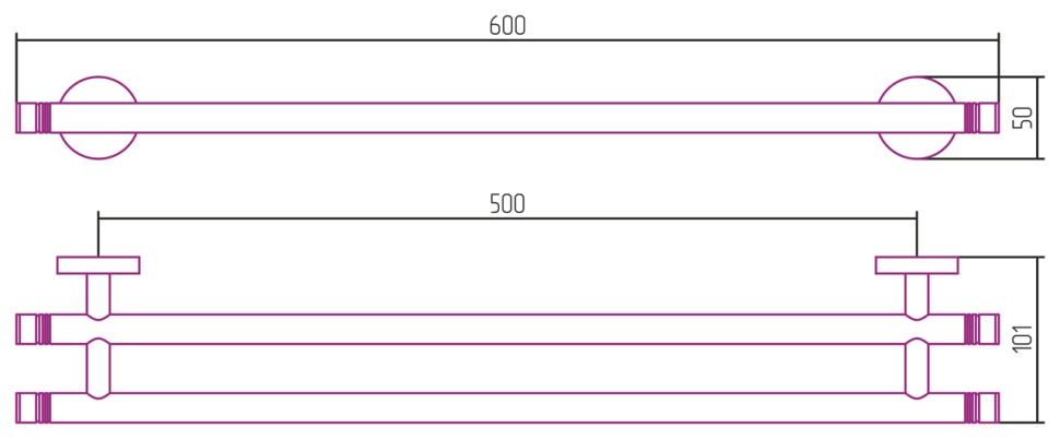Держатель полотенец Каньон двойной / L 600