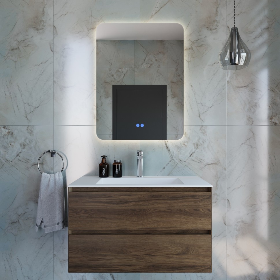 База под раковину Vincea  Luka 800 подвесная, 2 выкатных ящика soft-close, С.Oak