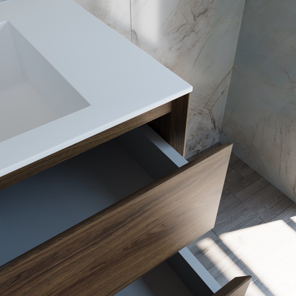 База под раковину Vincea  Luka 800 подвесная, 2 выкатных ящика soft-close, С.Oak