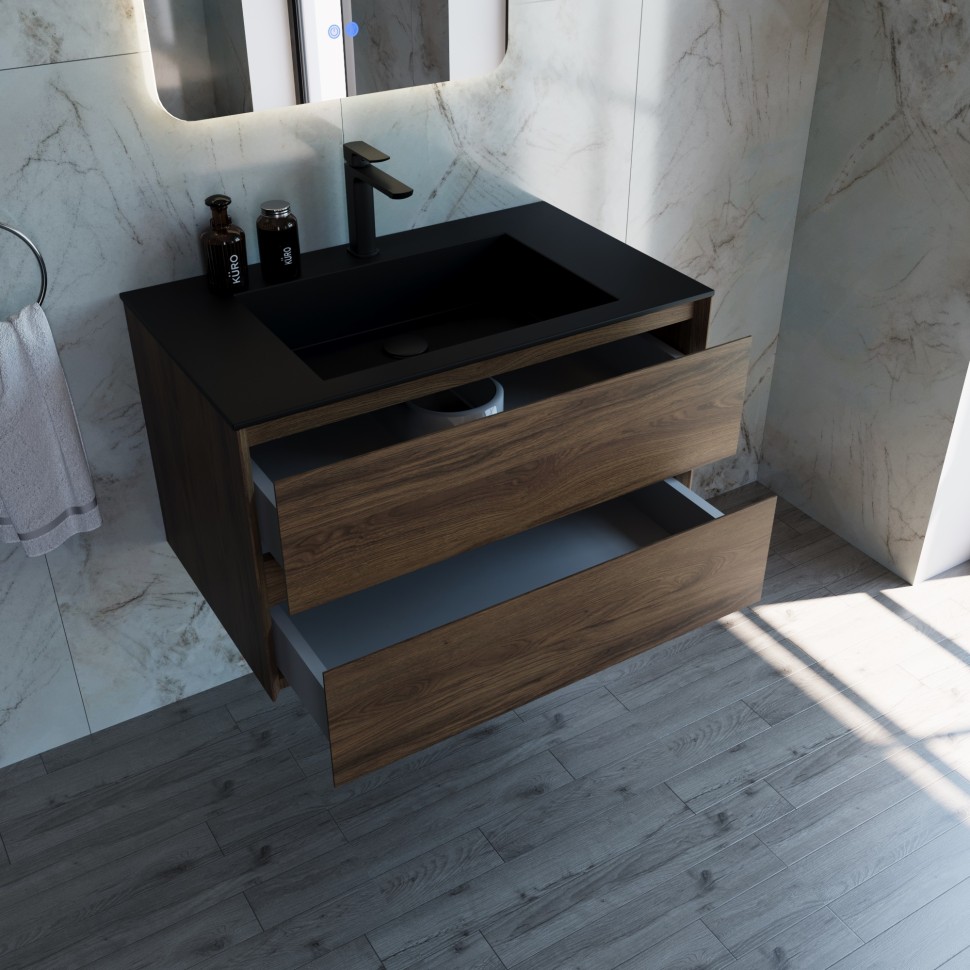 База под раковину Vincea  Luka 800 подвесная, 2 выкатных ящика soft-close, С.Oak