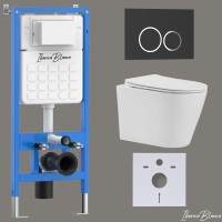 Комплект 3в1 IBERICA BLANCA инсталляция SILENCIO, унитаз BURGOS ALTO белый, кнопка смыва ESTI-O черный матовый (IB001.BRA.231.822)