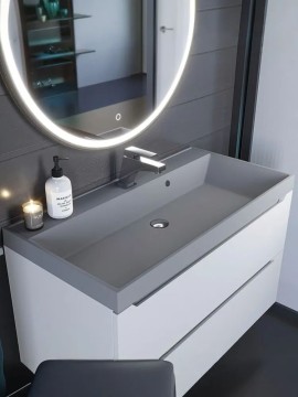 Раковина для ванной 100 см, Uperwood Classic Quartz, кварцевая, серая матовая, бетон