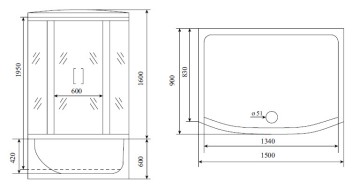 Timo Lux T-7750 душевая кабина 150*88*220