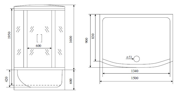 Timo Lux T-7750 душевая кабина 150*88*220
