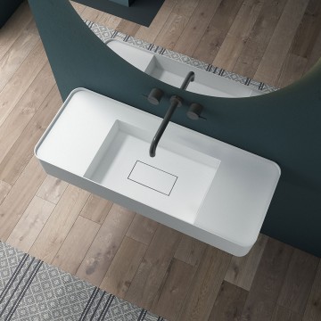 Раковина Солид Серфейс (Solid Surface) Vincea VWB-6S312MW, 1200*400*150, подвесная, цвет белый матовый