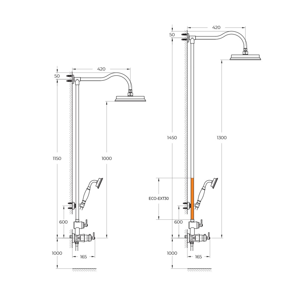 Удлинитель для душевой стойки CEZARES ECO-EXT30-01