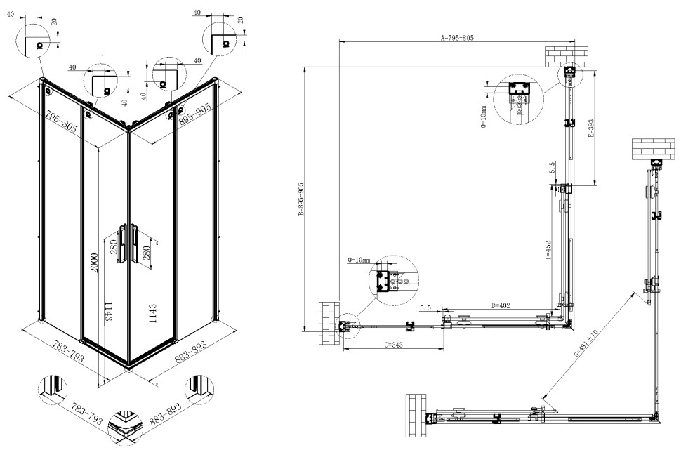 Душевой уголок Ultima VSS-7UL8090CL, 800*900, хром, стекло прозрачное