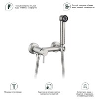 Смеситель Splenka настенный с гигиеническим душем S99.51.05 Сатин