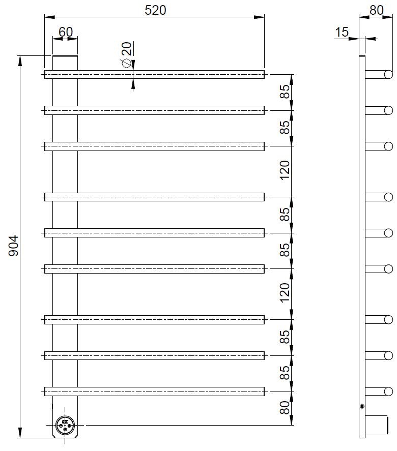 Полотенцесушитель электрический Vincea VTD-2SC3GM, вороненая сталь, таймер