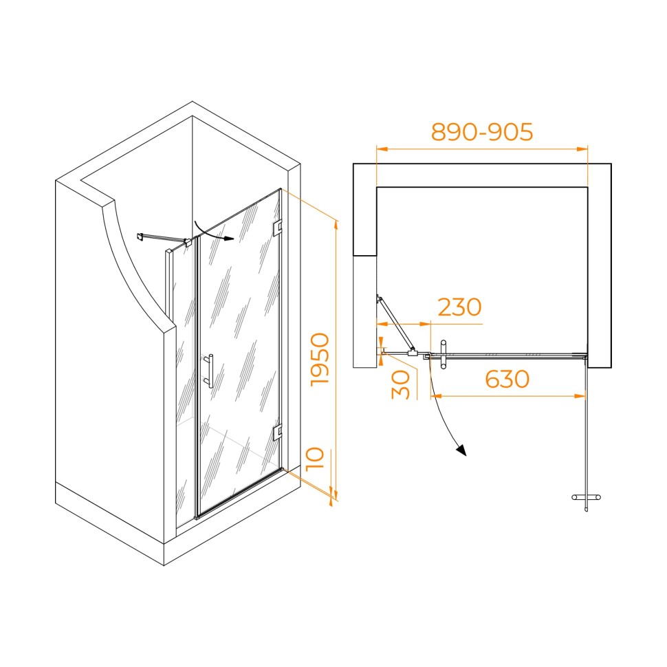Душевая дверь RGW HO-012 (Прозрачное, 900)