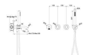 Смеситель для ванны Аура (Aura) VBTW-6AU1CH, встраиваемый, хром