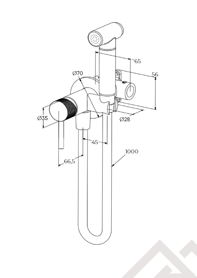 Смеситель с гигиеническим душем MILLEAU Tissage ML12056BK-GB с монтажным блоком (встройка), Черный глянец