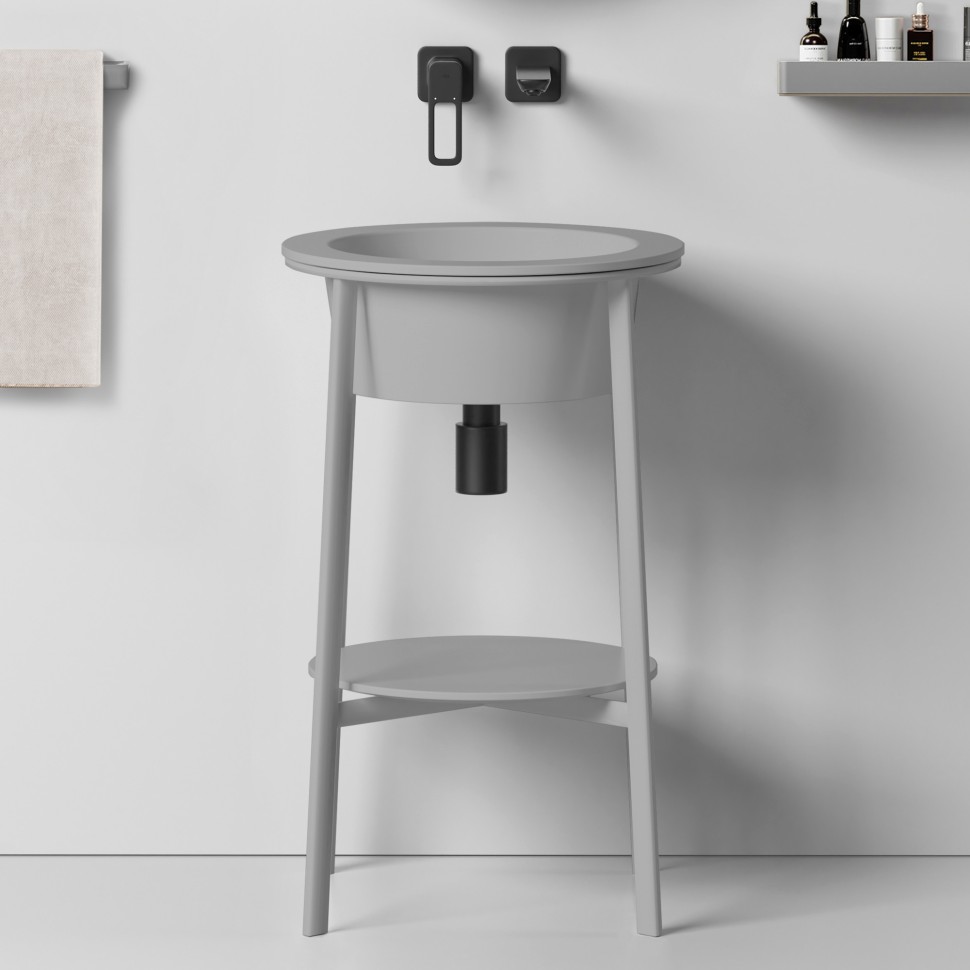 Консоль с керамической раковиной ABBER Bequem AS2630MG серый матовый