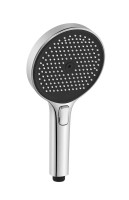 Душевая лейка SANCOS Nok round, кнопочное управление, диаметр 130 мм, 3 режима, цвет хром/черный матовый, арт SC6001CH-B