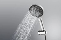 Душевая лейка SANCOS Nok round, кнопочное управление, диаметр 130 мм, 3 режима, цвет хром/черный матовый, арт SC6001CH-B