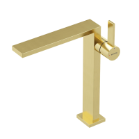 Смеситель для раковины высокий SANCOS Linn, брашированное золото, PVD покрытие, арт. SC9020BG