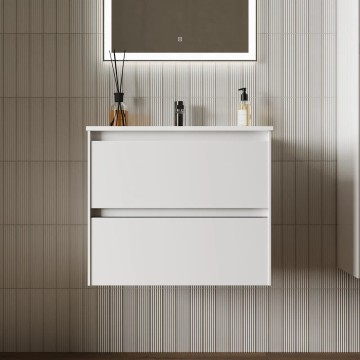 Тумба подвесная SANCOS Cento 590х450х500, c двумя ящиками оснащенными доводчиками,белый глянец, арт. CN60W