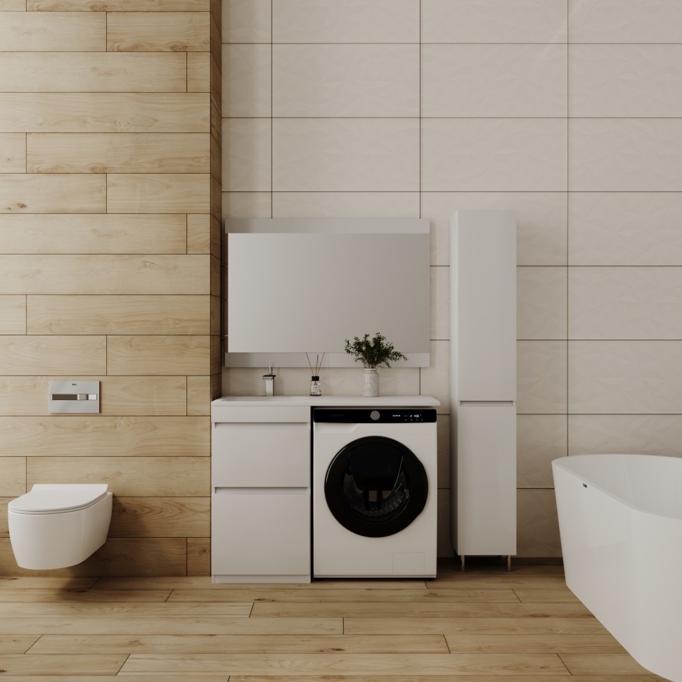 Тумба напольная STYLELINE "Даллас 110", Люкс белая, PLUS с раковиной ESTETUS Даллас 1100*480 левый