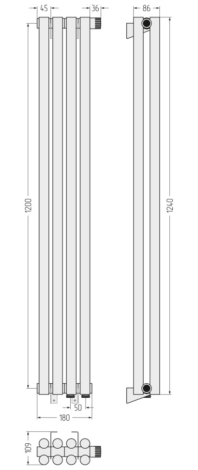 Эстет-11 EU50 1200х180 4 секции