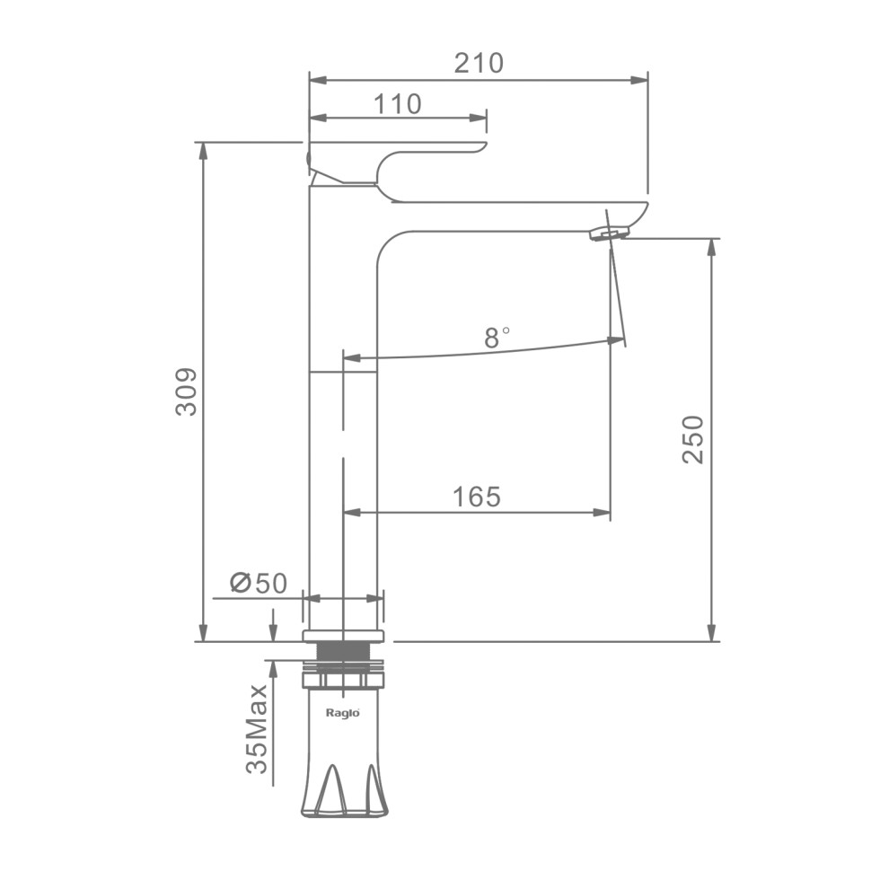 Смеситель Raglo высокий для умывальника R03.15