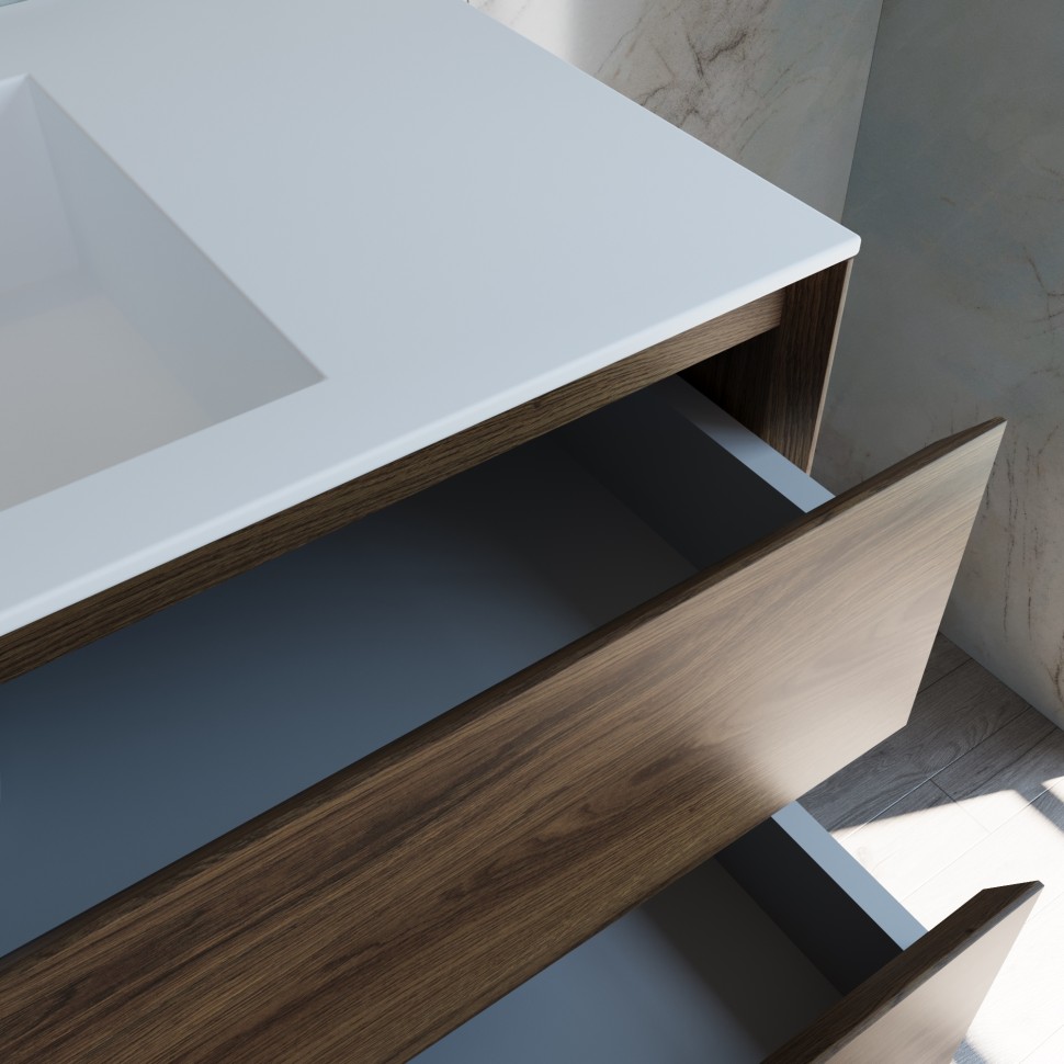 База под раковину Vincea  Luka 1000 подвесная, 2 выкатных ящика soft-close, C.Oak