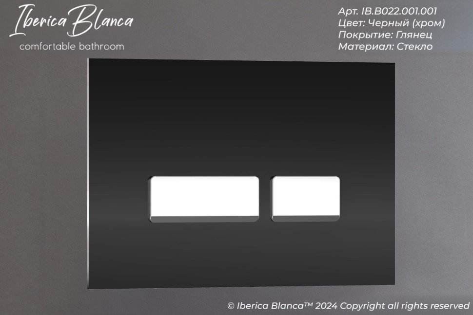 Комплект 2в1 IBERICA BLANCA инсталляция SILENCIO, кнопка смыва CRYSTAL-R черный (IB001.2211)
