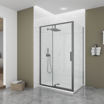 Боковая панель Veconi Ottimo SP GR, 900х1900 графит брашинг, стекло прозрачное