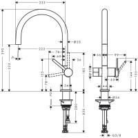 Смеситель для кухни Hansgrohe Talis M54 с запорным вентилем, 1jet 72805000, хром