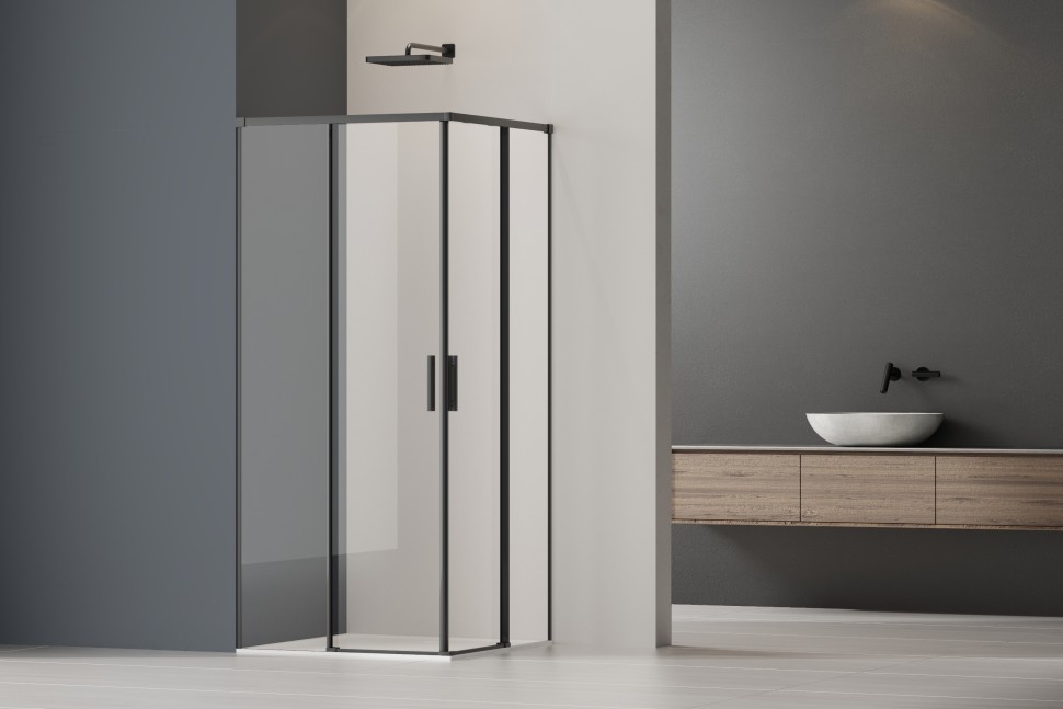 Душевой уголок Soft 2 VSS-3SO2800CLB, 800*800, черный, стекло прозрачное