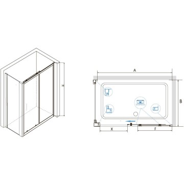 Душевой уголок RGW 100х90х185 см CL-48 CL-14+Z-050-1 Прямоуг., Хром, Прозрачное, 5 мм Easy Clean (32094890-011)
