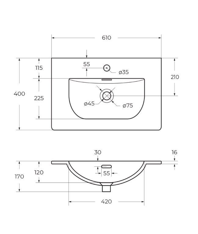 Керамическая раковина BelBagno BB-8099-3-60