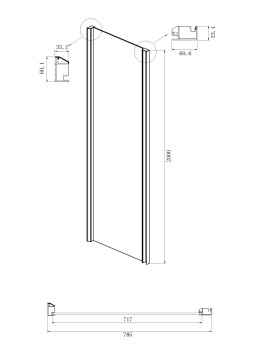 Боковая стенка Ambassador Intense 80IBB (80х200) хром,стекло прозрачное,1 место