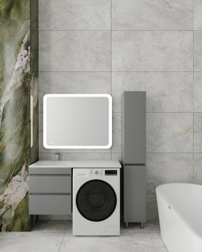 Тумба подвесная STYLE LINE "Даллас 115" Люкс Плюс серая под раковину Даллас 1150*480 левый