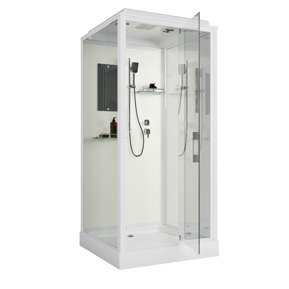 Душевая кабина Niagara Standart ST90/15Q (90х90х215) квадрат,поддон 15см,распашная,проф.белый,3 места