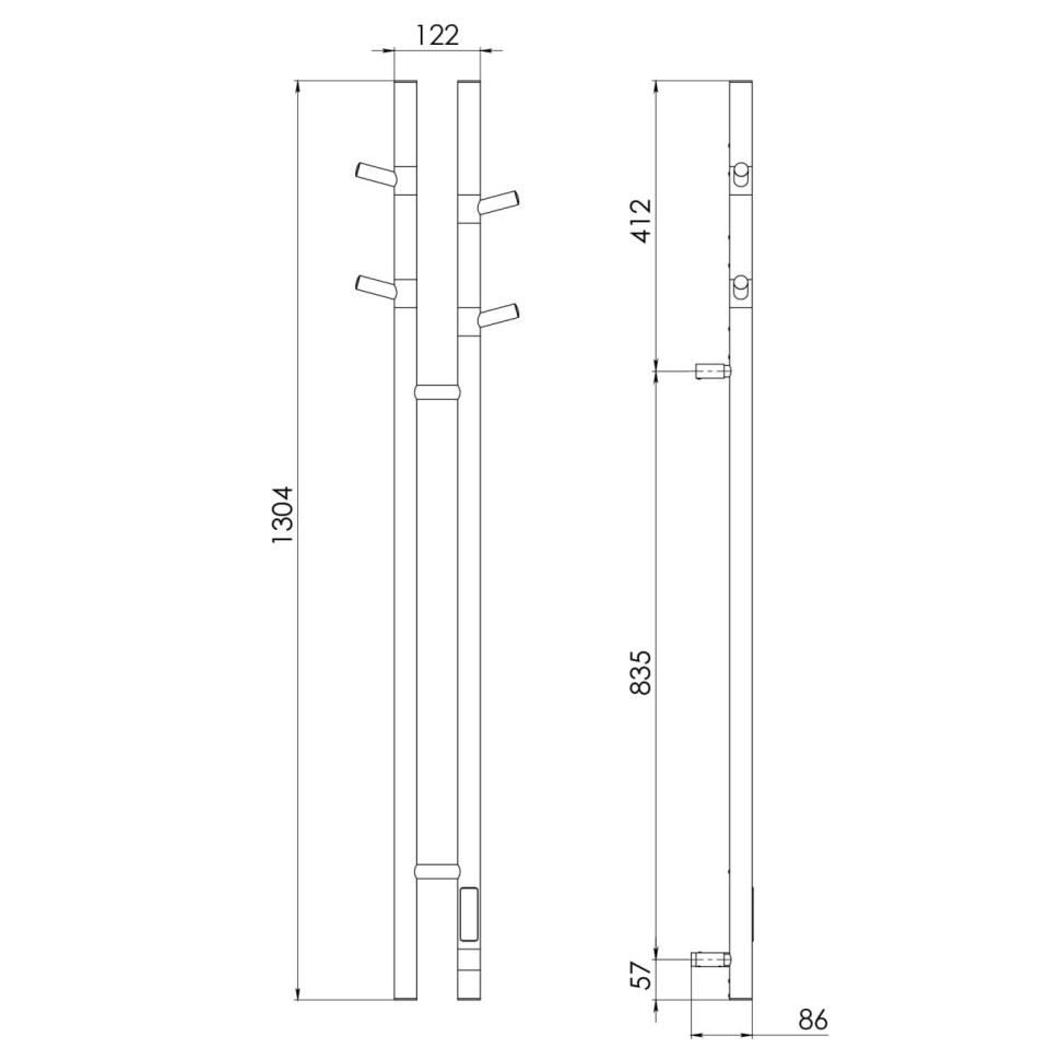 Полотенцесушитель электрический Vincea VTD-1D2BE 25х130, черный, таймер
