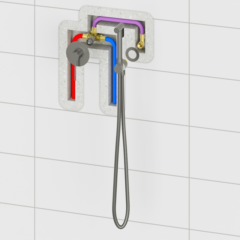 Смеситель встроенный с гигиеническим душем Timo Saona 2389/19SM розовое золото