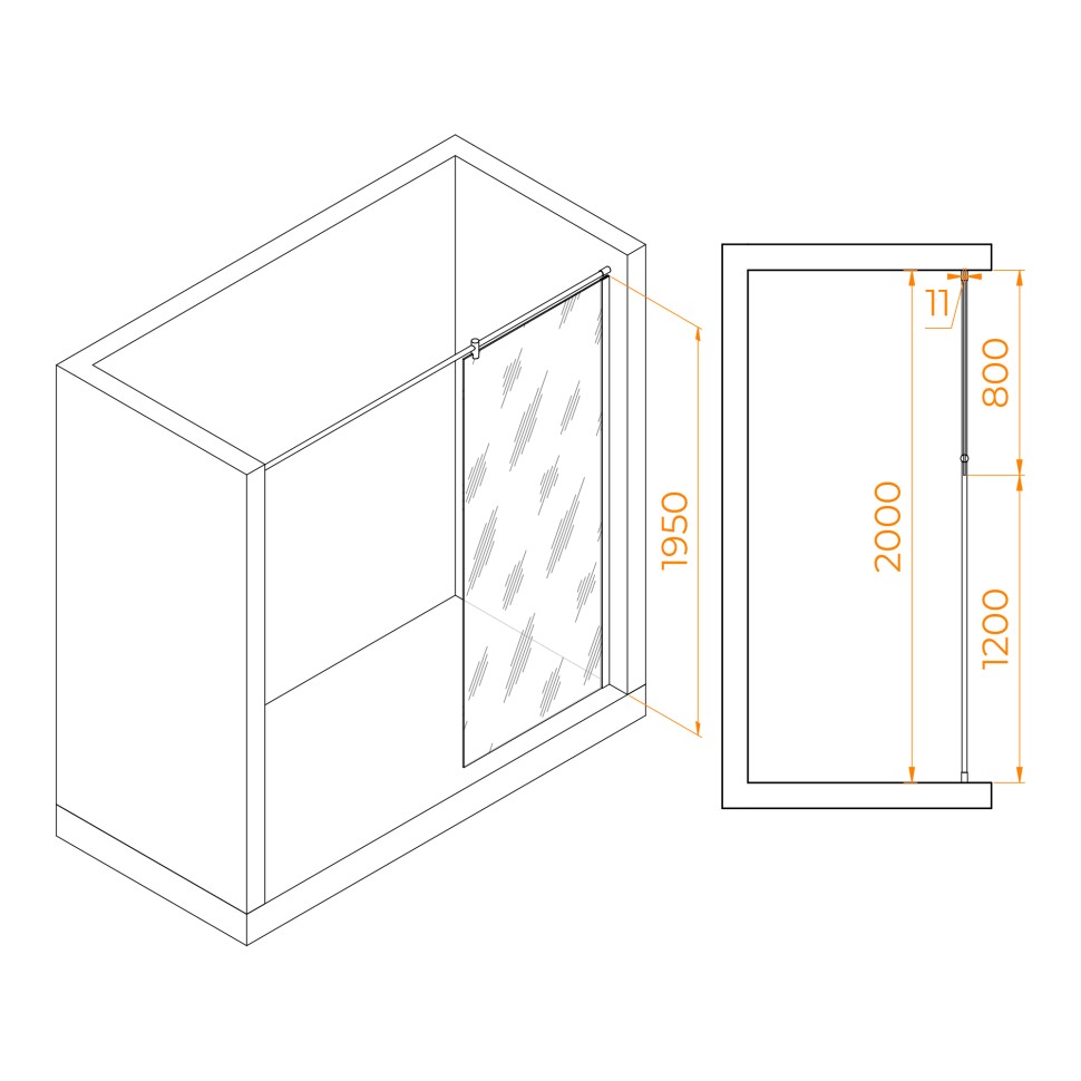 Душевая перегородка RGW WA-033 (Прозрачное, 800)