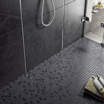 Душевой лоток TIMO Drain System 700 с двусторонней панелью "plate" под плитку, Сатин